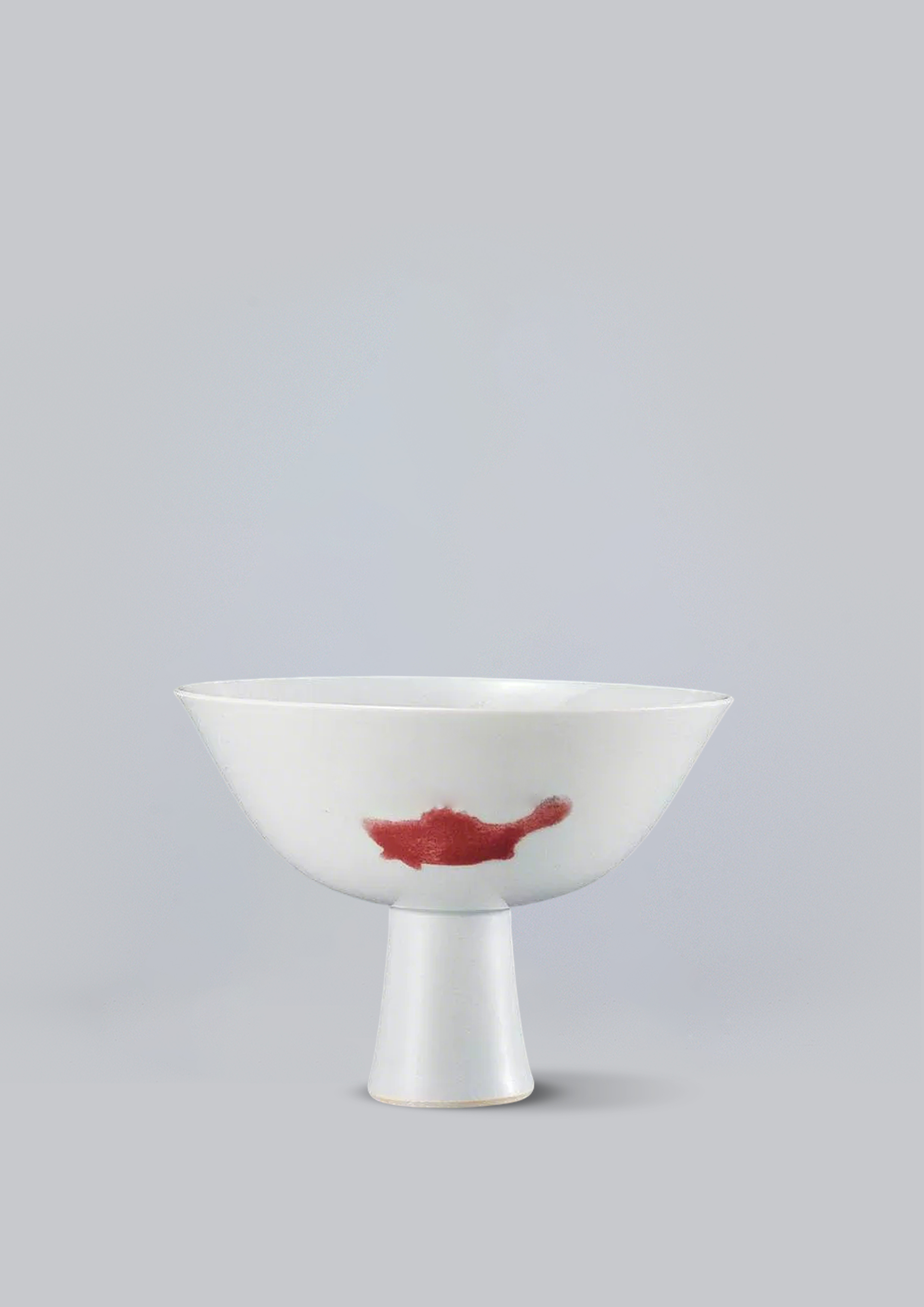 清雍正 釉里红三鱼高足碗