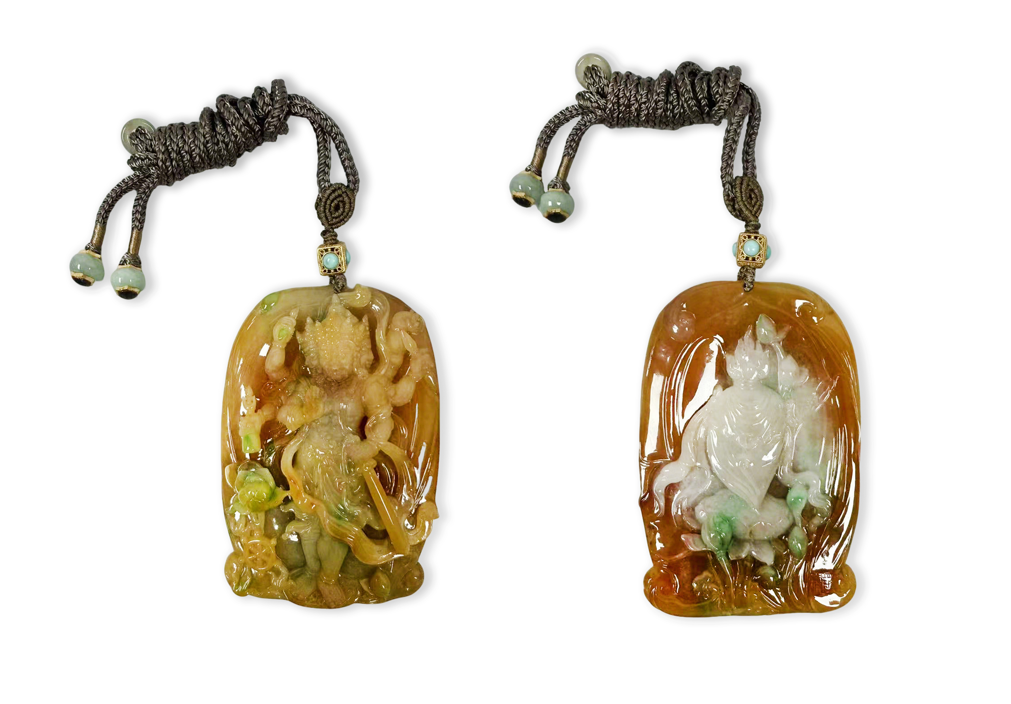 福祿壽大黑天翡翠雕刻件